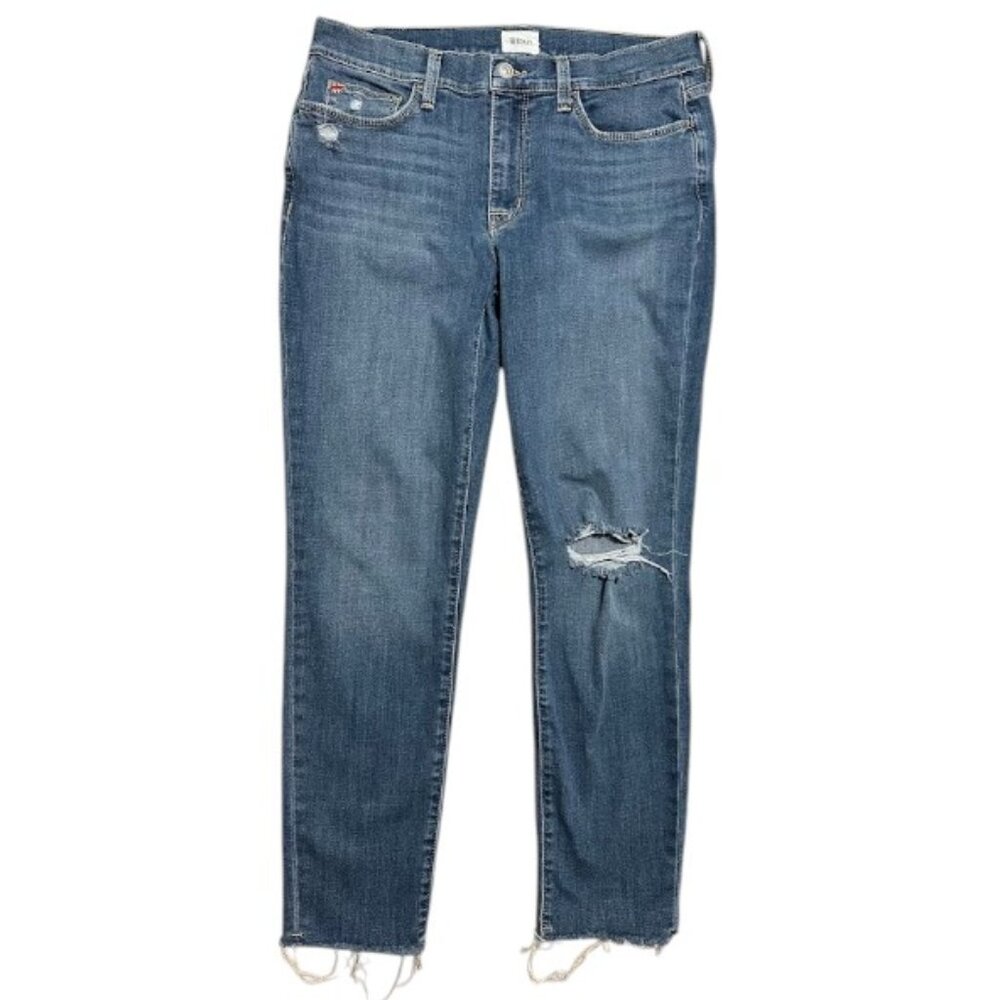 Hudson Natalie Blue Denim Jeans Frayed Cut off Hem Distressed Rip Womens 30 | 10